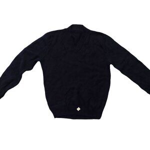 Retro Vintage 1940s-1960s Black V-neck Long Sleeve Knit Sweater Sz Small